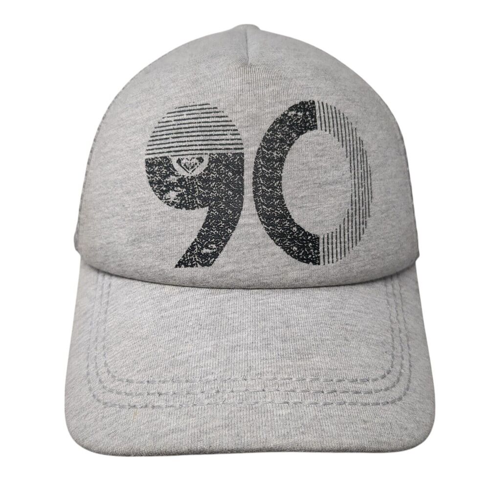 90 Snapback Mesh Back Trucker Hat Gray One Size Solid Adjustable Roxy